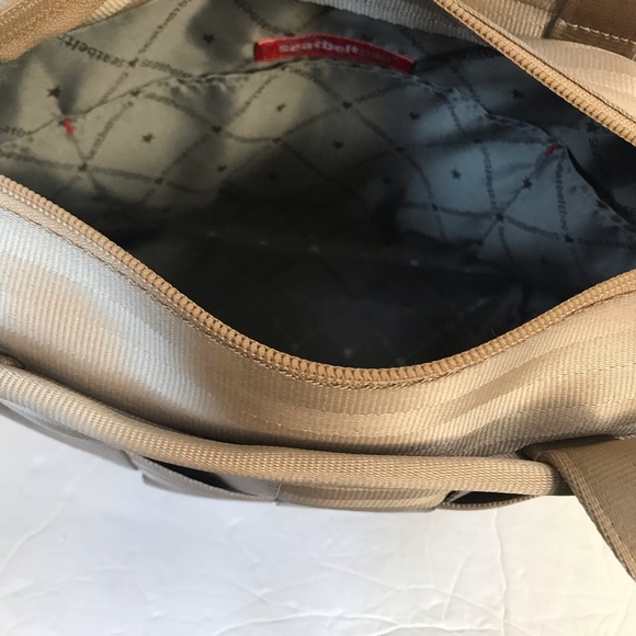 Harveys Seatbelt Original Satchel Tote Bag Shoulder Zip Handbag Purse Beige Tan - Picture 10 of 16